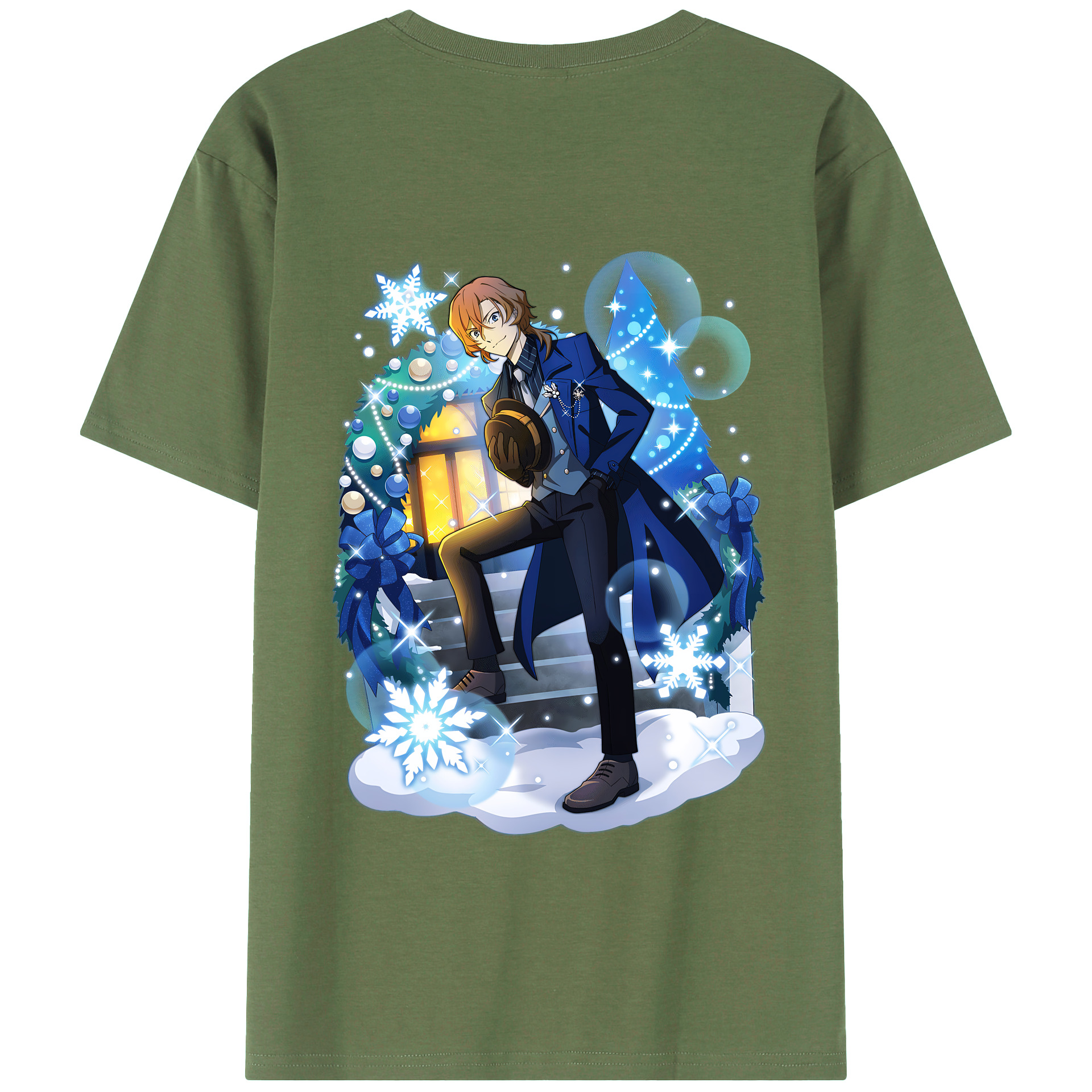 （画像用） 文豪ストレイドッグス Bungo Stray Dogs 綿100％ メンズ半袖Tシャツ（バックプリント） 通気性